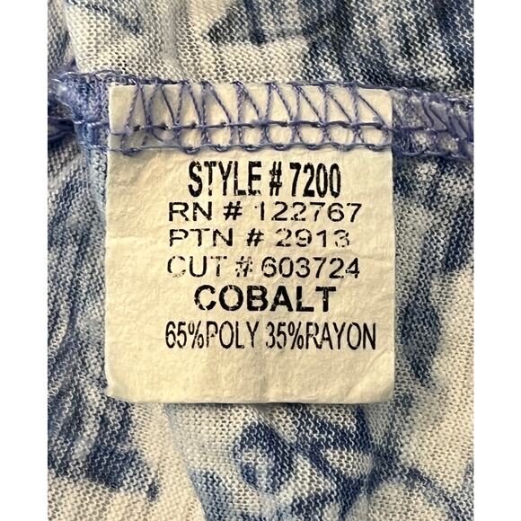 M1-41 DAVID CLINE Women's Collared Button Down Top Floral Blue/White Size S - Picture 7 of 8